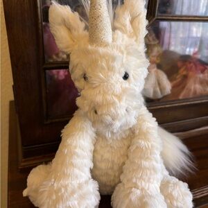 Jellycat FUDDLEWUDDLE UNICORN 10" Plush Fluffy White Mythical RETIRED NWOT dream